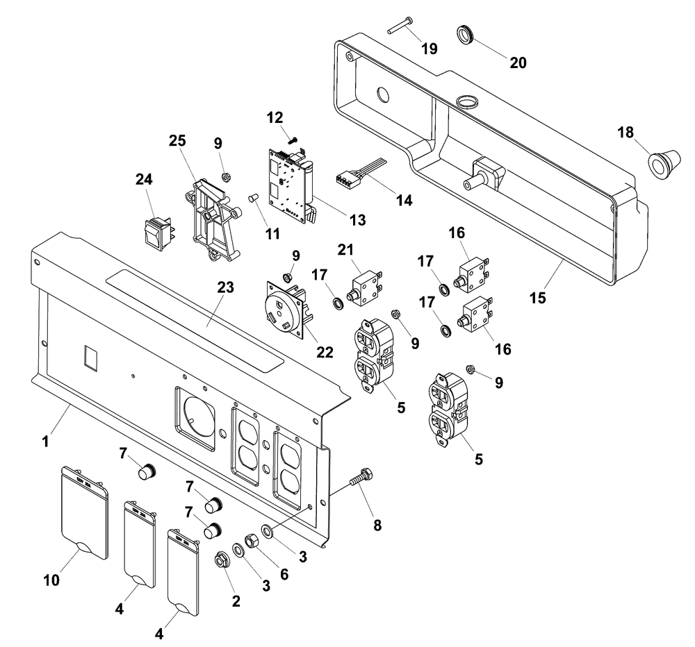Control Panel Diagram and Parts List for 030755-02  Briggs and Stratton Generator